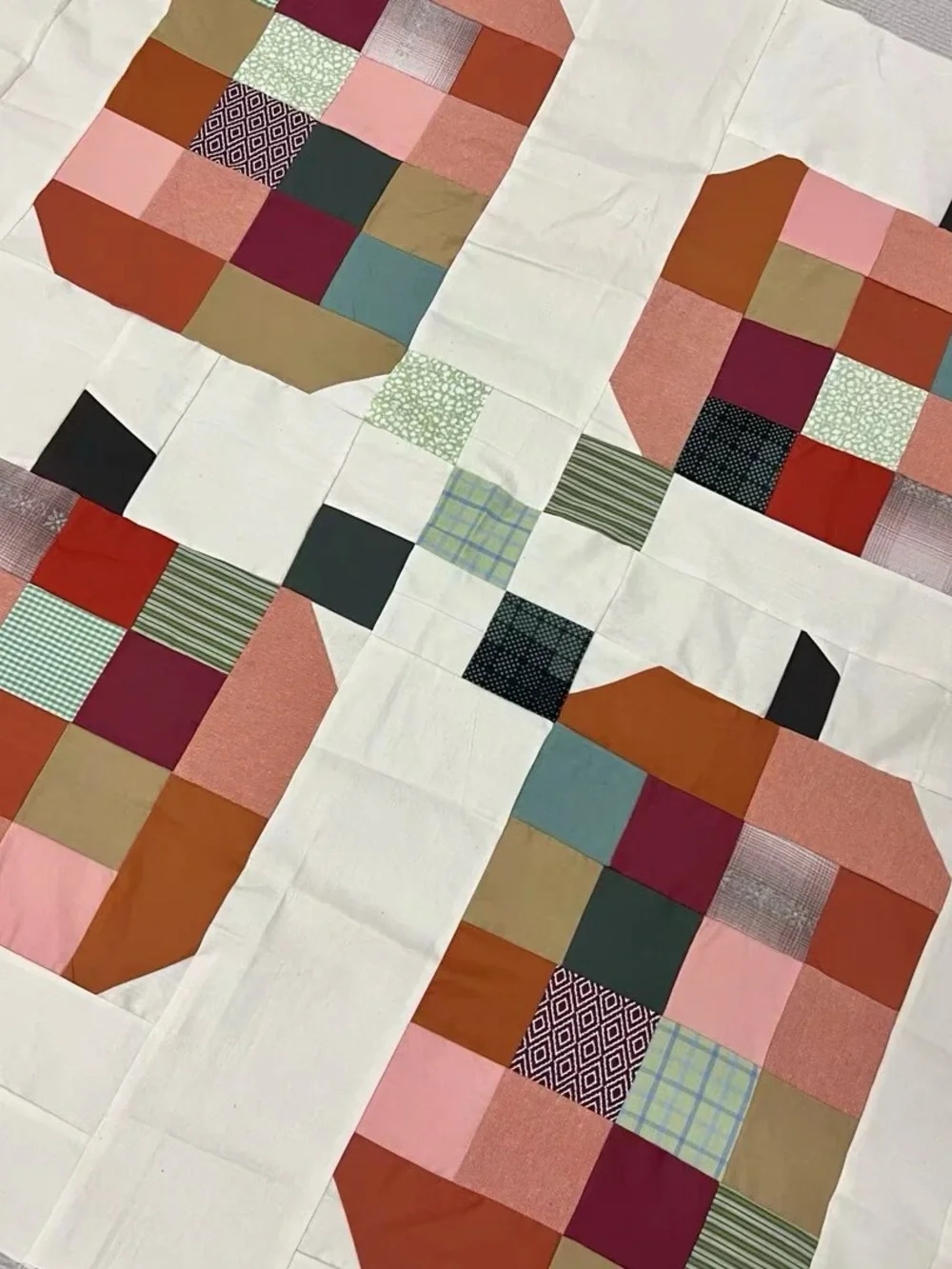 Handmade Spiced Pumpkin Baby Quilt Top 47x47